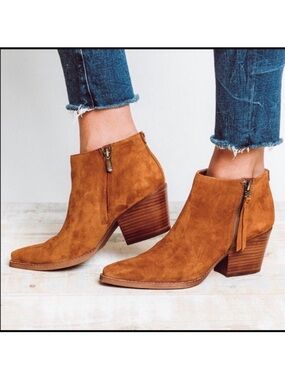 Sam Edelman Walden Suede Ankle Booties with Stacked Heel, size 8 1/2